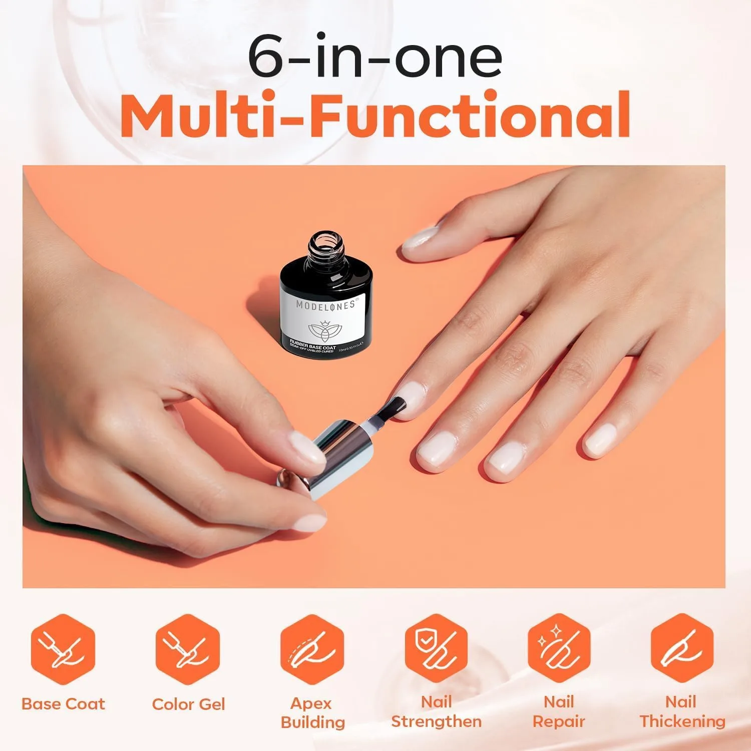 modelones Milky White Builder Nail Gel Rubber Base Coat Sheer White