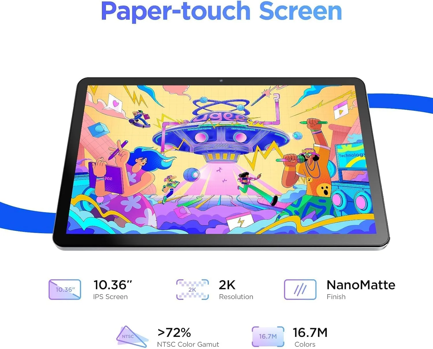 UGEE Drawing Tablet, Standalone Fun Drawing Pad with 10.36" 2K Ultra HD Full-Laminated Display, Android 14 6GB+128GB, 7000mAh+18W Battery,No Computer Needed Ideal for Digital Painting, Reading, Gaming