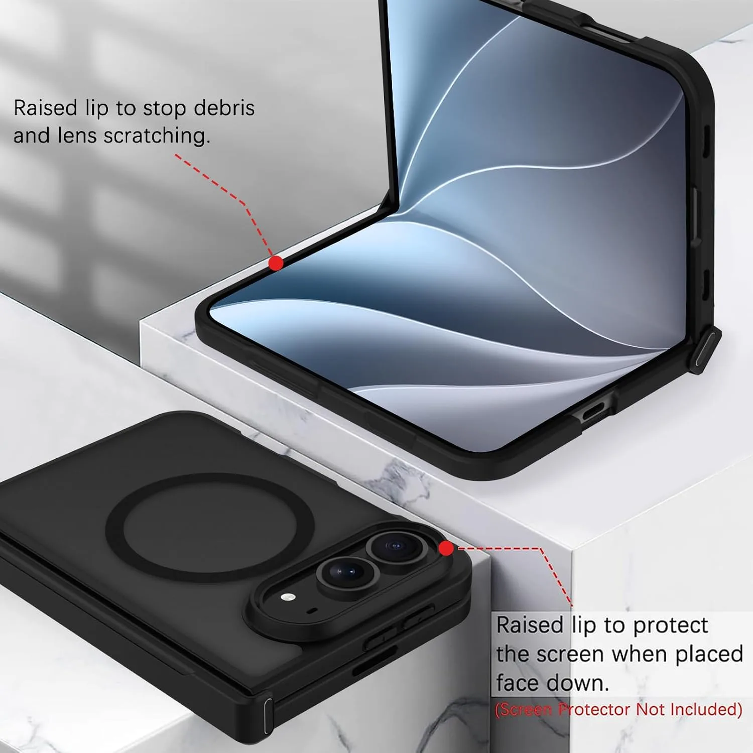 tharlet Magnetic Case Fit for iPhone Duo, Anti Yellowing, Black