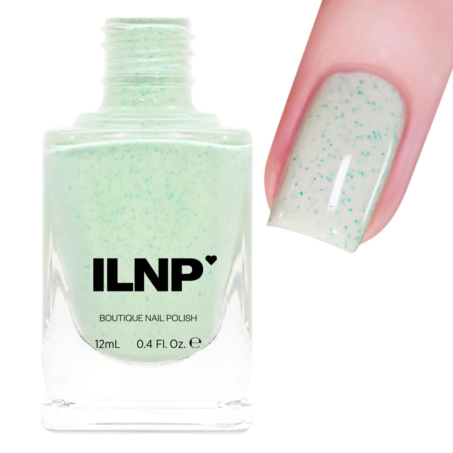ILNP Dew Drop - Pastel Mint Speckled Nail Polish, Chip Resistant, 7-Free, Non-Toxic, Vegan, Cruelty Free, 12ml
