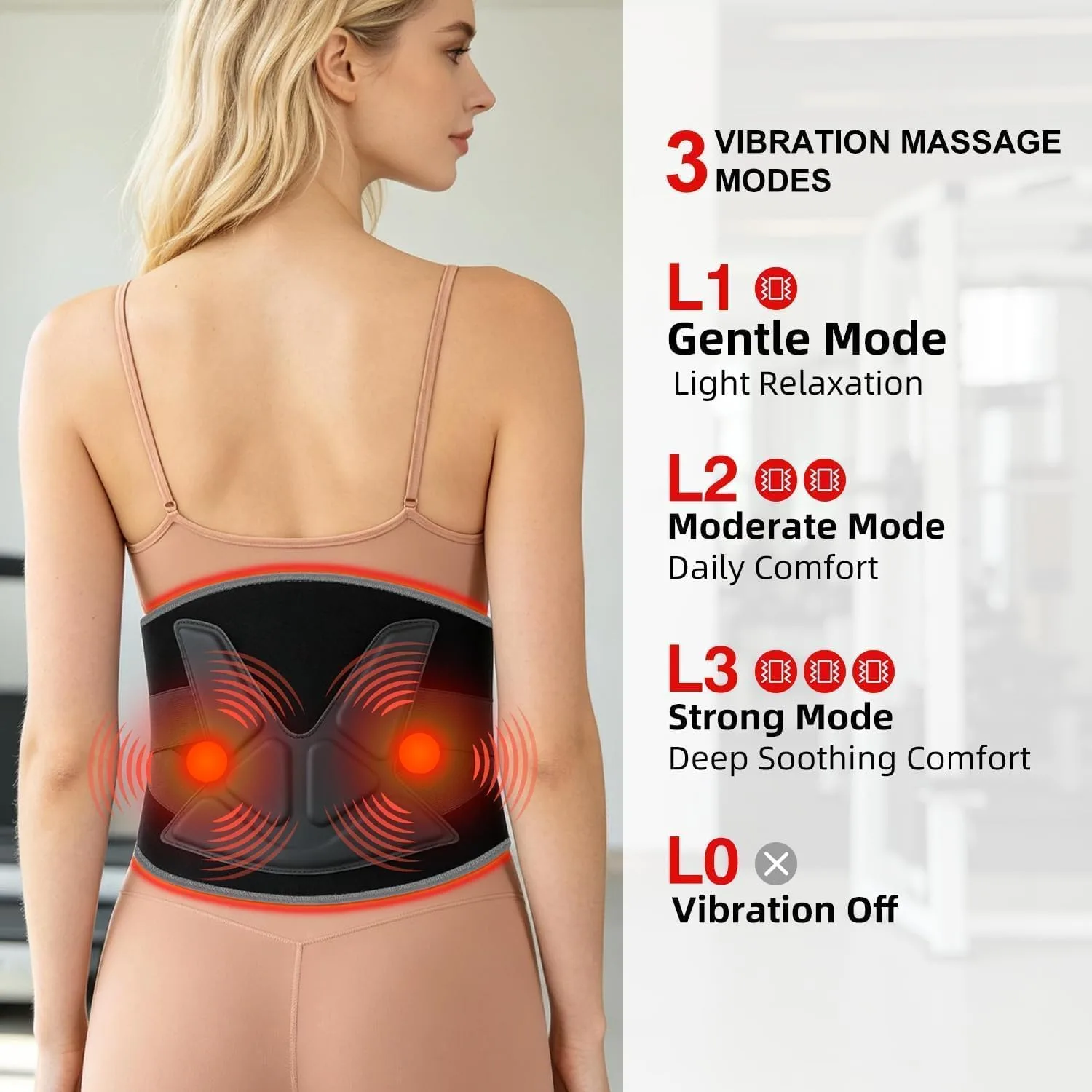 Red Light Therapy Belt, Cordless Warmth & Massage, Dual-Side 660nm & 850nm