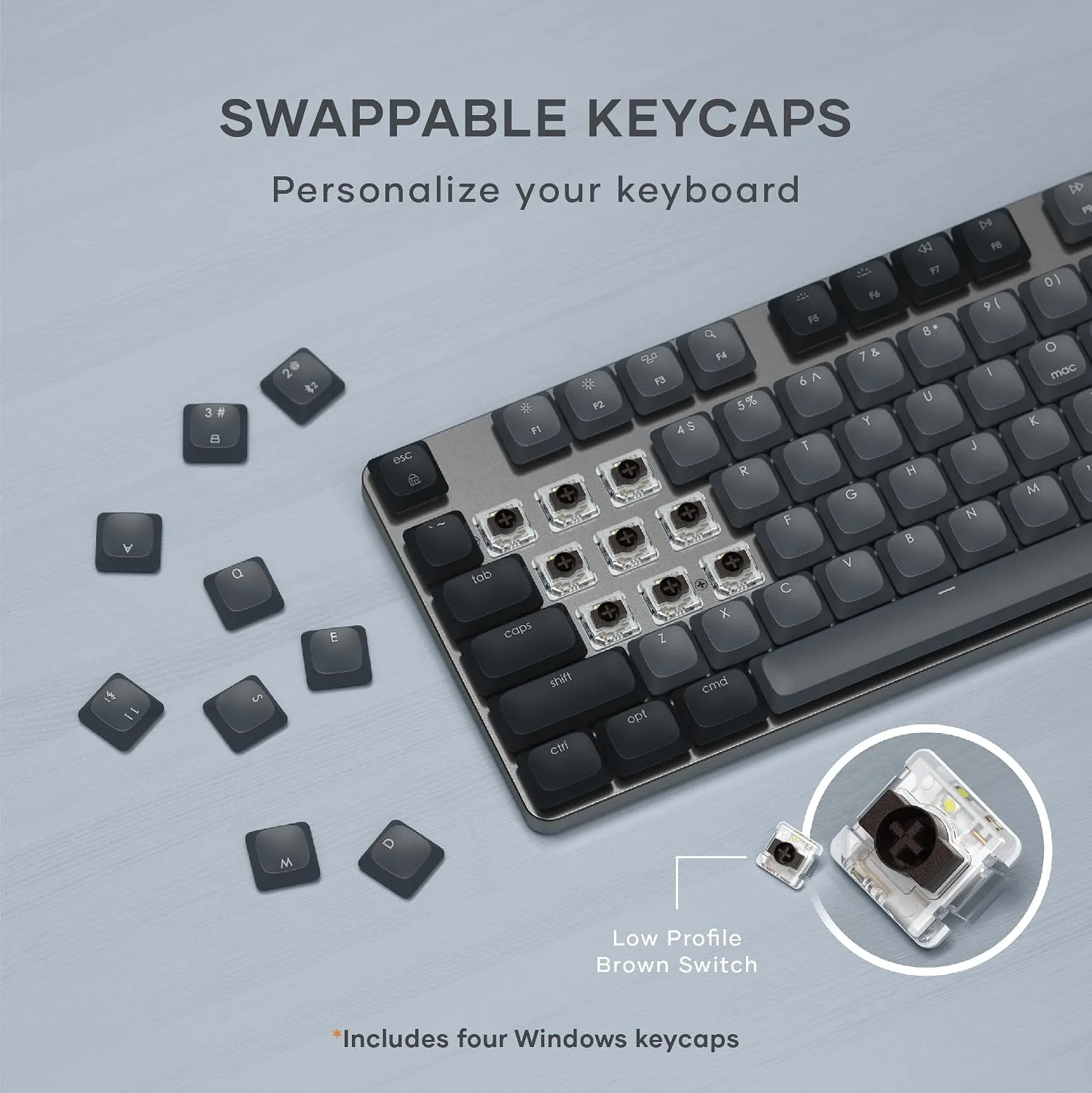 Satechi SM3 Mechanical Keyboard, White LED Backlit, Dark Gray/Gray