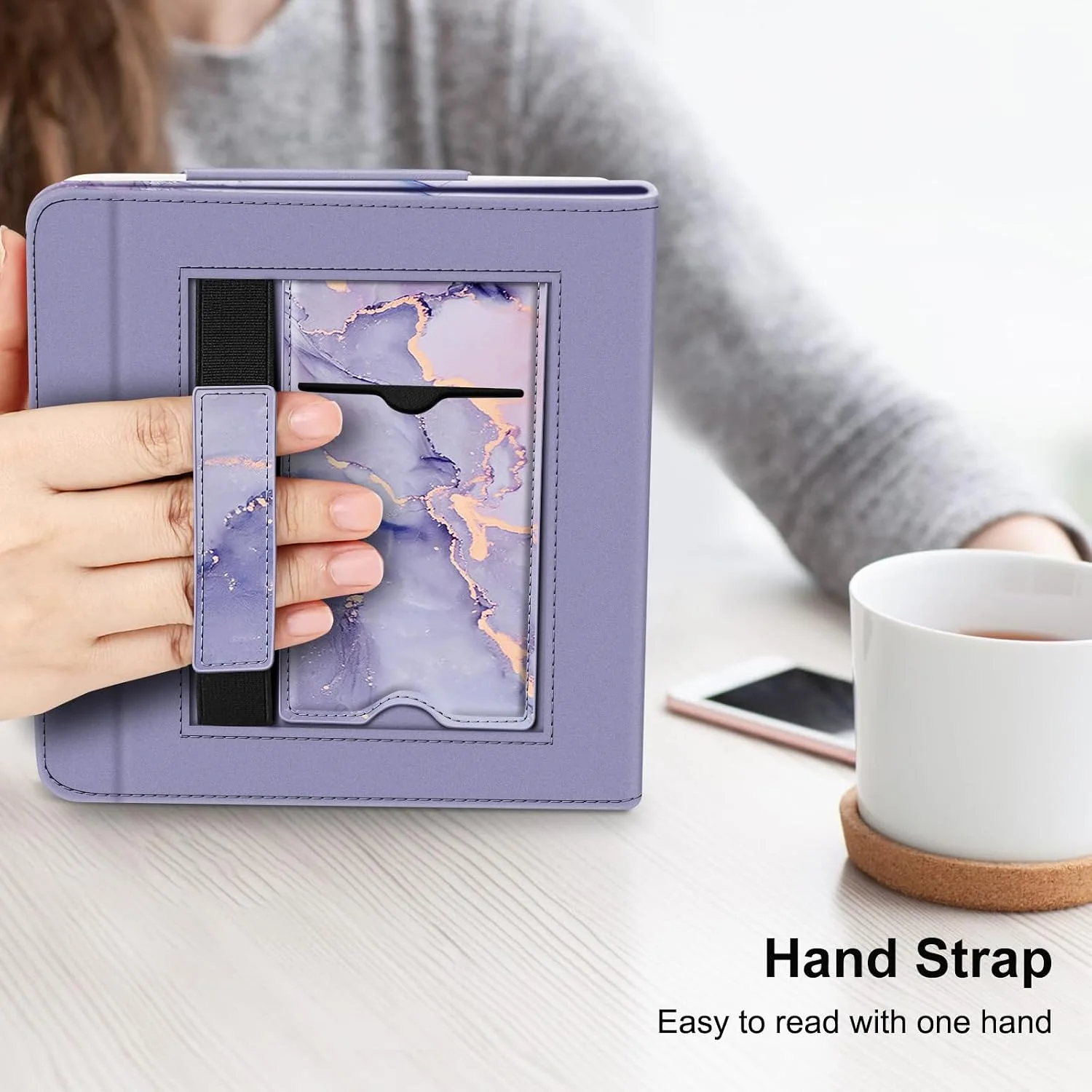 Fintie Stand Case for 7" Kobo Libra Colour/Kobo Libra 2, Purple Marble