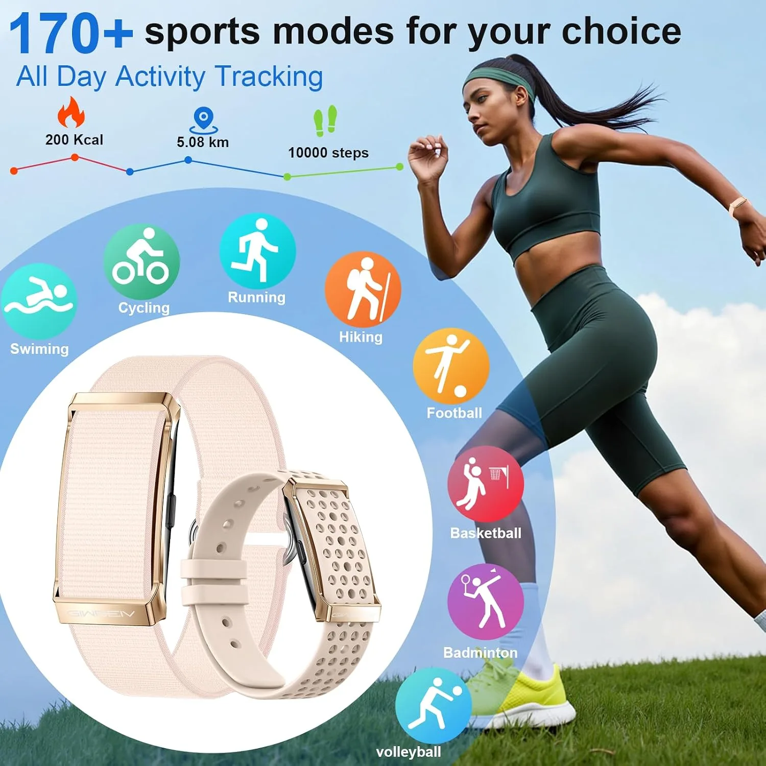 Fitness Smart Bracelet for Women Men, Activity Health Tracker, Smart Band