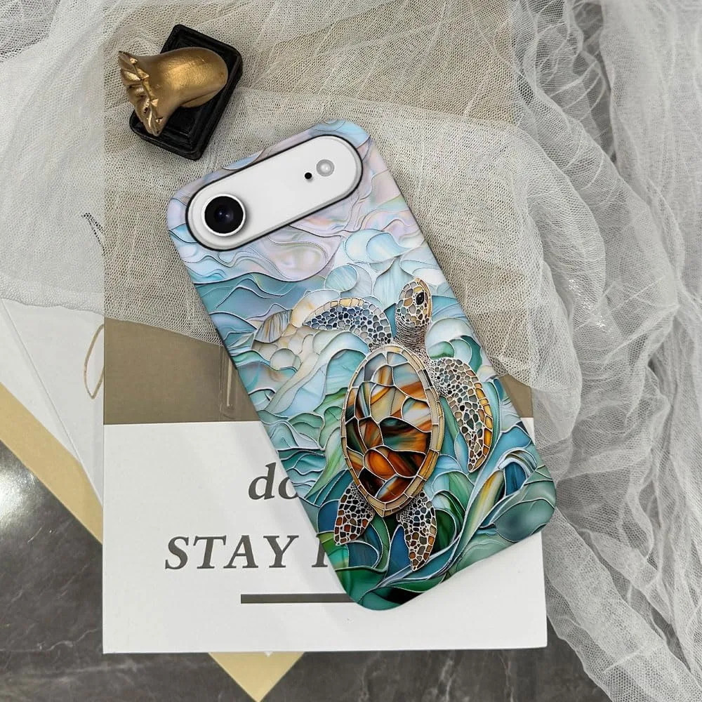 Case Compatible with iPhone 17 Air,Fall Prevention Hybrid 2-Layer Hard Shell Phone Cover for Girls Boys,Oceans Turtle Sea