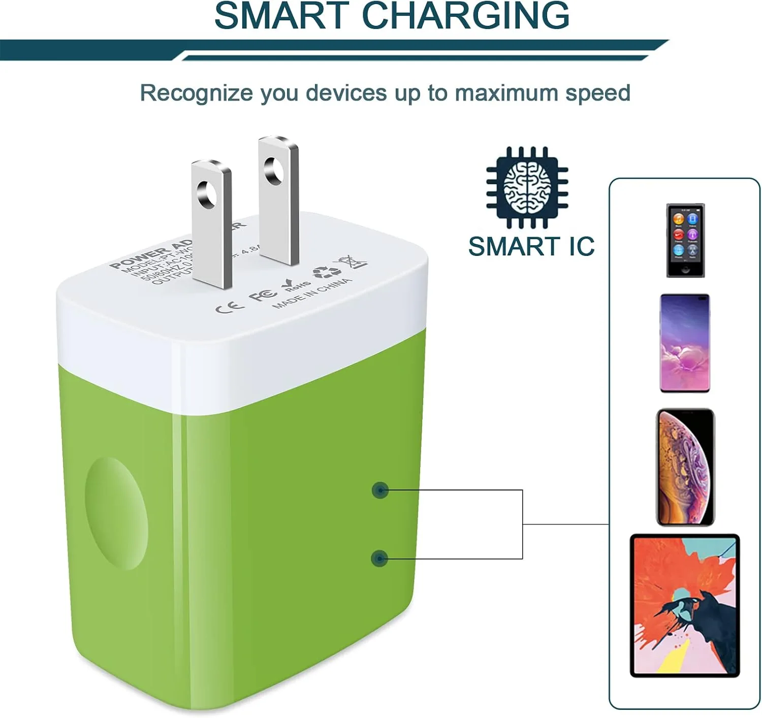 USB Charger Cube, Wall Charger Plug, AILKIN 4.8A 4-Muti Port USB Adapter