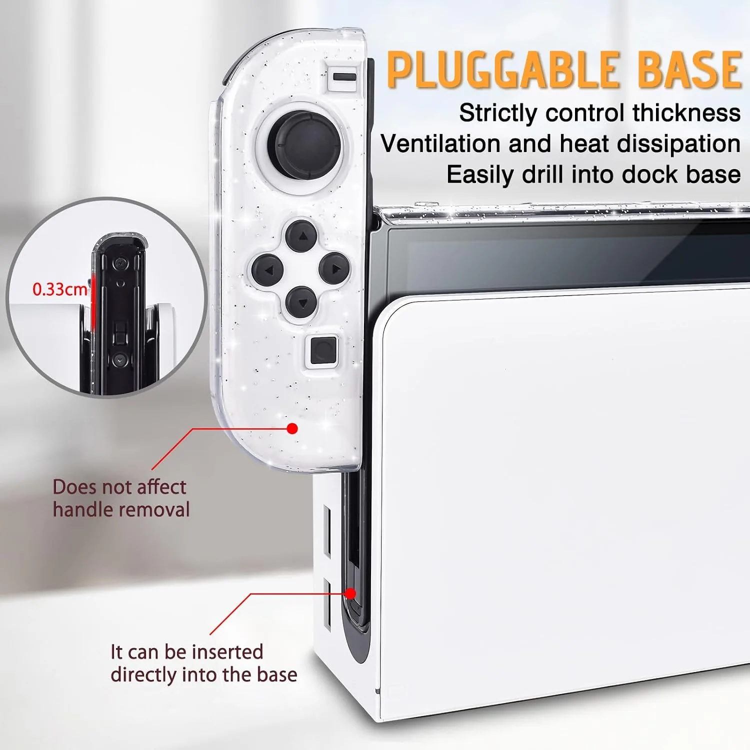 DLseego Protective Glitter Case Compatible with Switch OLED Console - Updated Version, Bling Soft TPU Cover with Shock-Absorption and Anti-Scratch Design - Crystal
