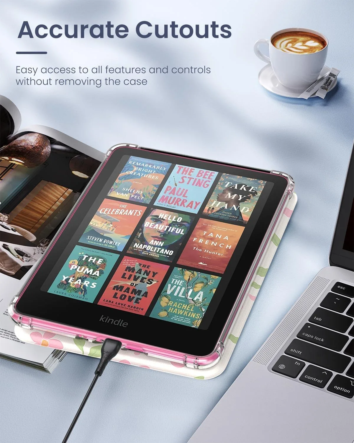 MoKo Case for Kindle Paperwhite 12th Gen & Colorsoft 2024, Flower & Leaves