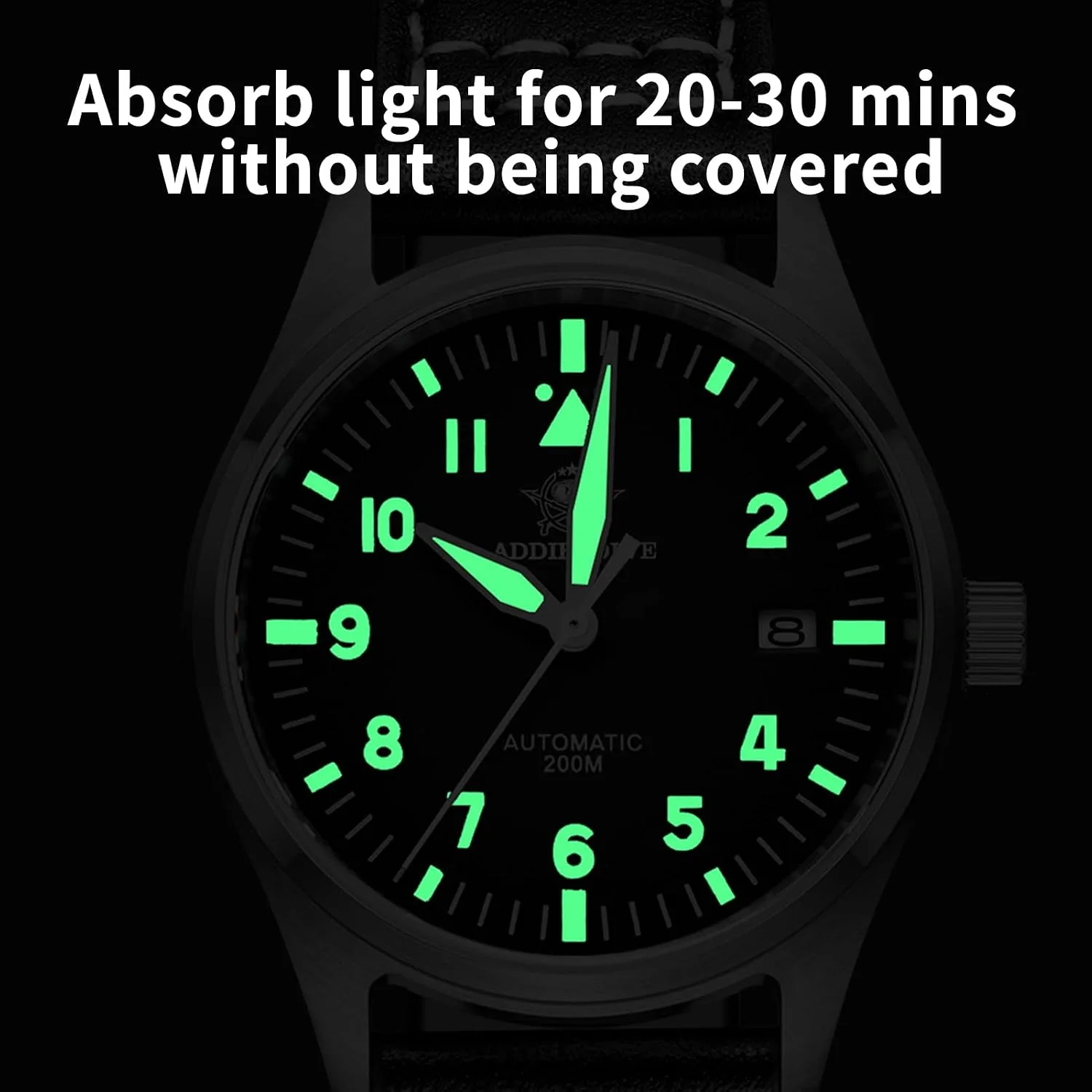 ADDIESDIVE Automatic Watches for Men Stainless Steel Diver 200 M Luminescent Analog Business Casual Dress Watch Men