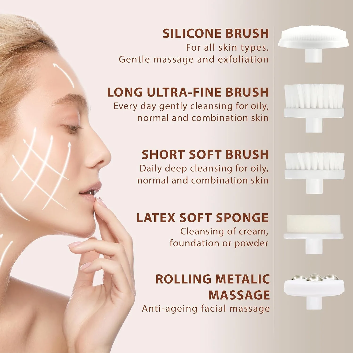 Face Scrubber | Facial Cleansing Brush Exfoliator Skin Care Products Beauty Products Powered Electric Wash Exfoliating Spin Cleanser Cleaning Scrub Including 7 Heads (Opal)