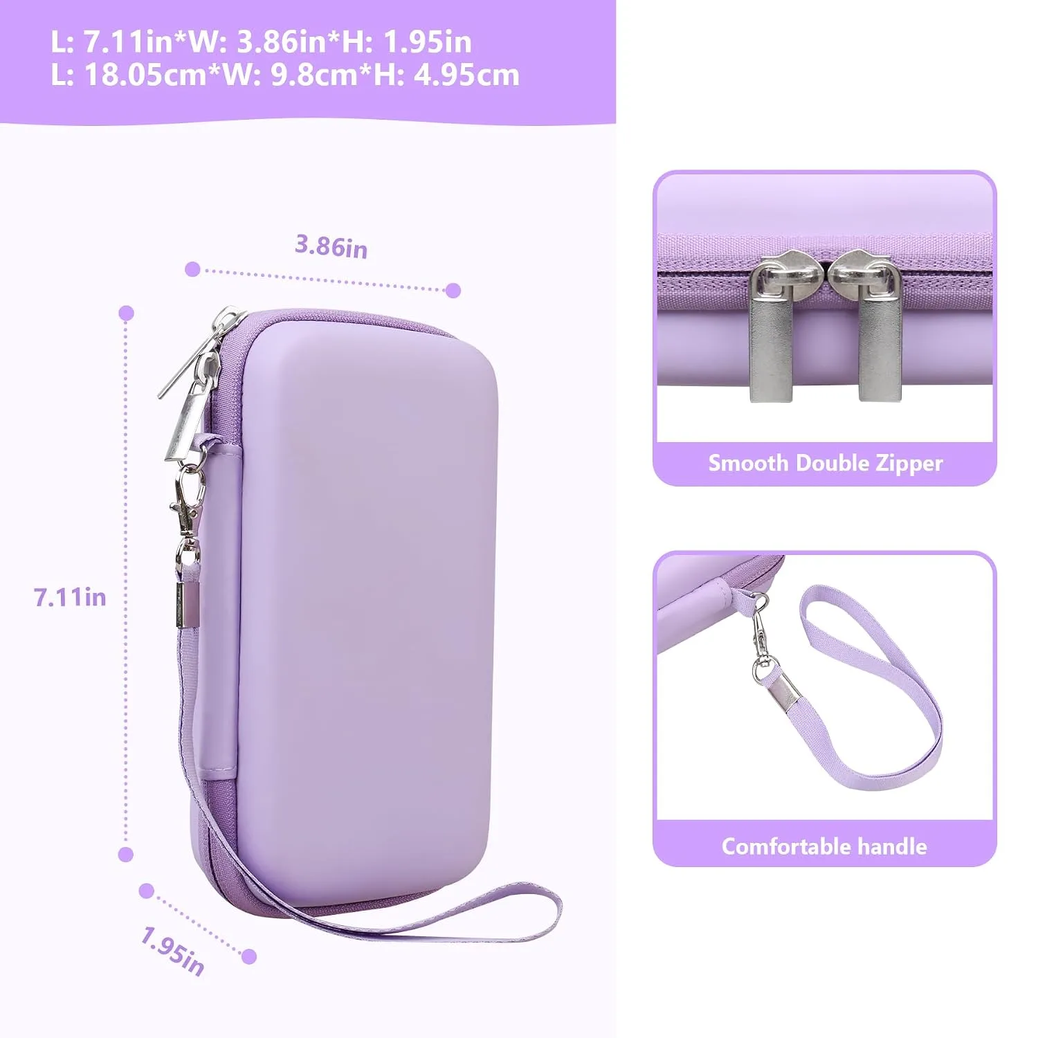 Supmay Hard Carrying Case Compatible with Nintendo DS Lite NDSL, Gameboy Advance Games Storage Holder Travel Bag with Mesh Pocket for USB Charging Cable, Stylus, Earphones, Game Cartridge, Purple