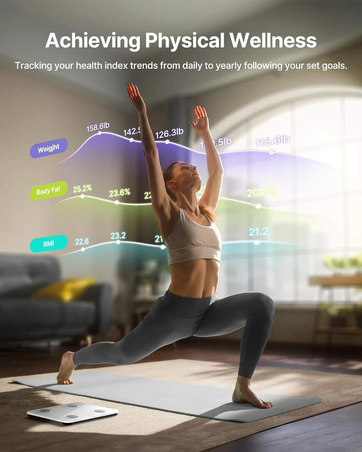 FITINDEX Smart Scale for Body Weight, BMI & Body Fat, 13 Metrics, Bluetooth