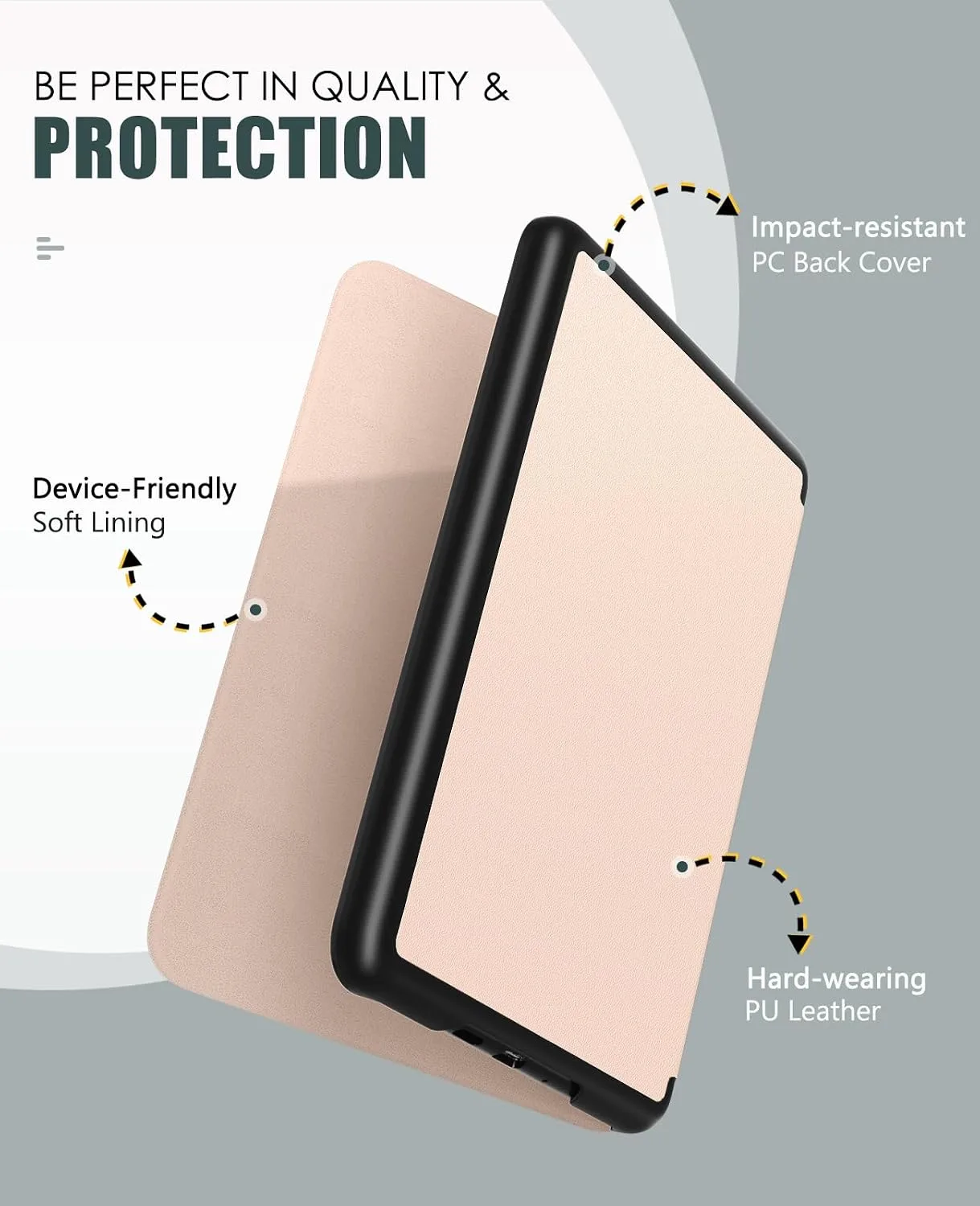 MoKo Case for 7" Kindle Paperwhite 12th Gen&Colorsoft 2024, Rose Gold