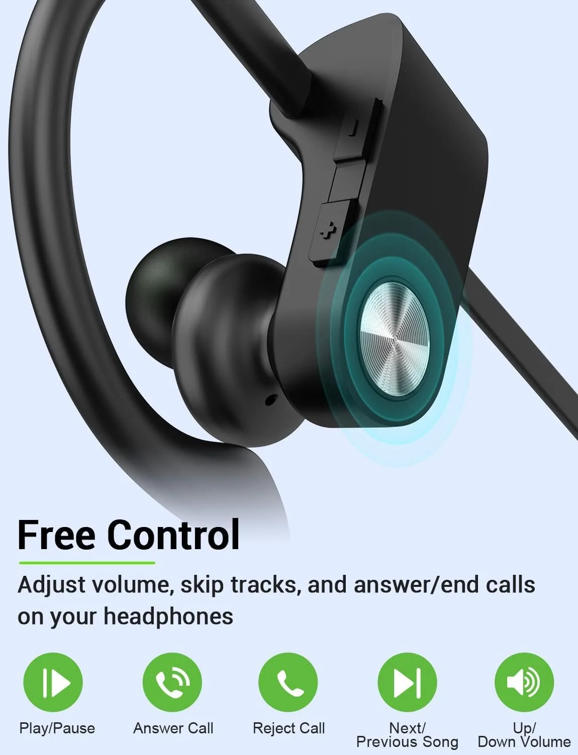 Bluetooth 5.3 Headphones, Wireless Sports In-Ear Earbuds IPX7 Waterproof