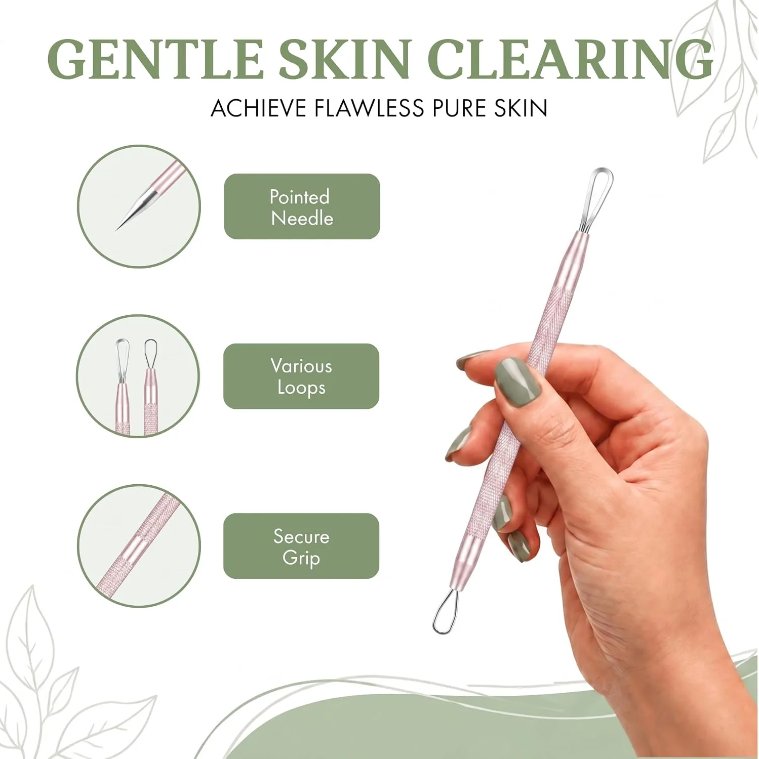 2 Pcs Pimple Popper Tool Blackhead Remover, Comedone Extractor for Acne