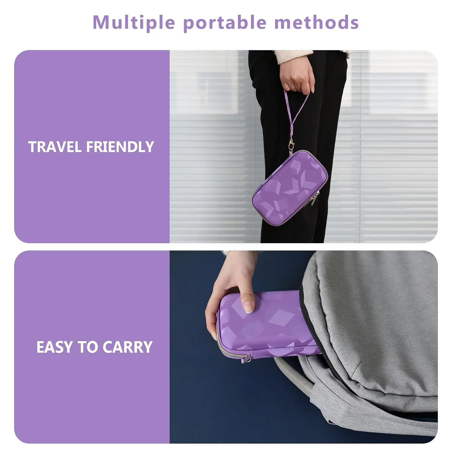 Supmay Hard Carrying Case Compatible with Nintendo DS Lite NDSL, Gameboy Advance Games Storage Holder Travel Bag with Mesh Pocket for USB Charging Cable, Stylus, Earphones, Game Cartridge, Purple