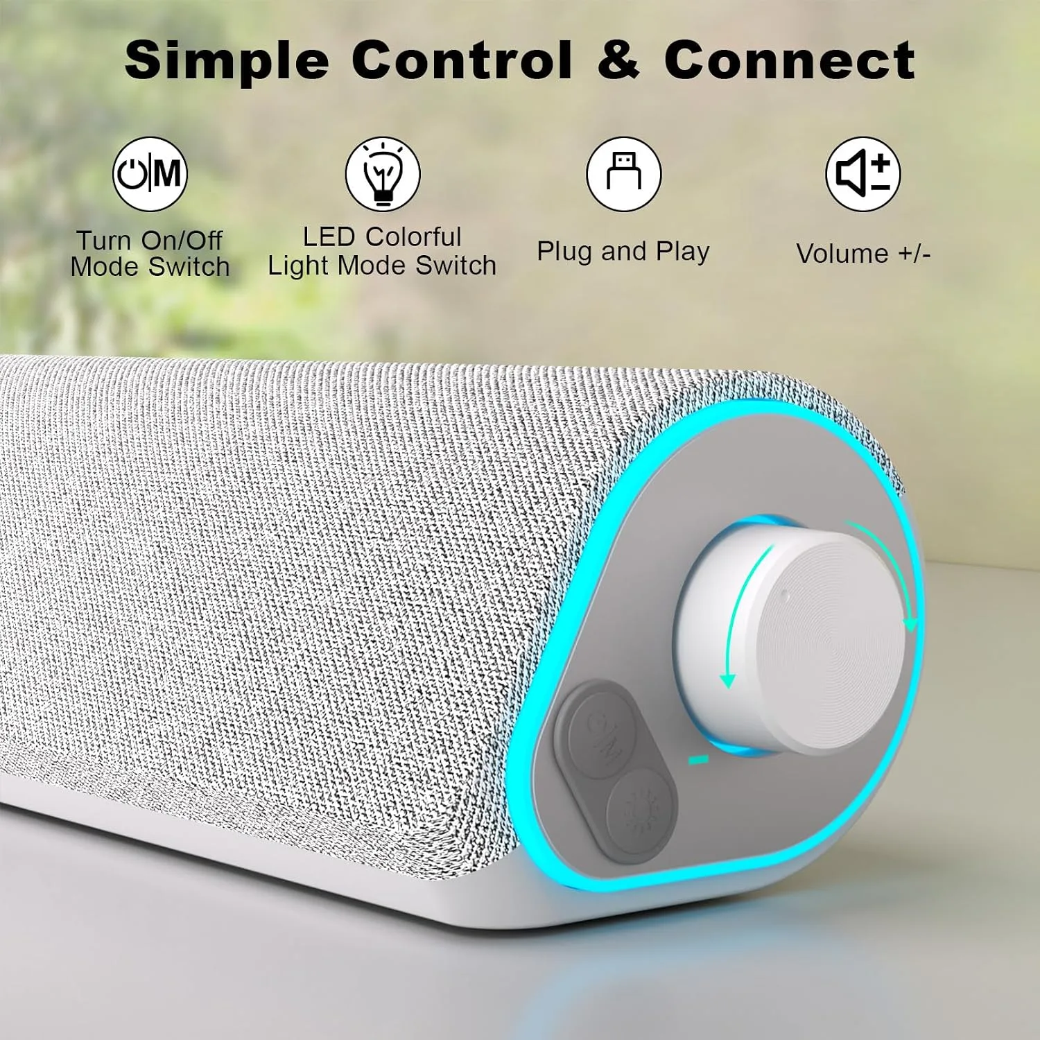 SOULION R50 Bluetooth Computer Speakers, USB Powered & 3.5 Aux White