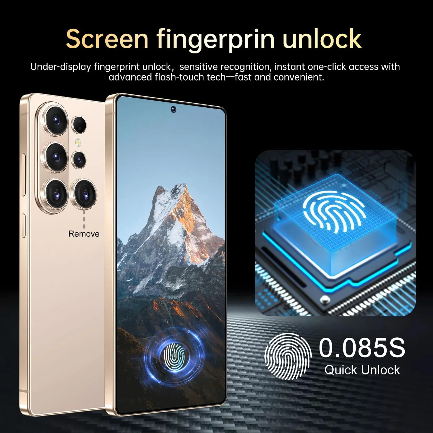 Huness 26 Ultra Unlocked Cell Phone,Built in Pen,16+1TB Unlocked Phone, Android 15 Battery 7000mAh 6.99" HD Screen Smartphone, 5G/Face ID/Fingerprint Lock/Dual SIM/GPS (Gold)