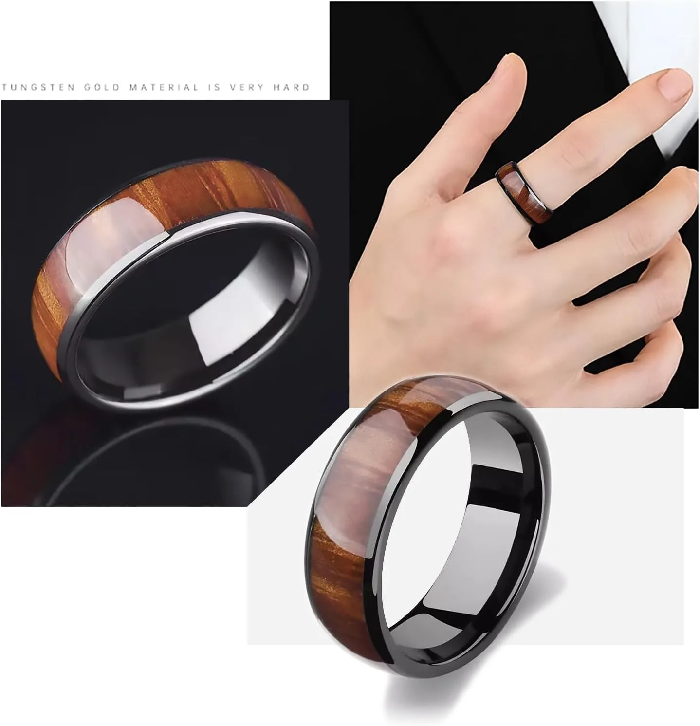 T5577 Chip Epoxy Wood Grain Ceramic Rewritable 125kHz RFID Finger Ring