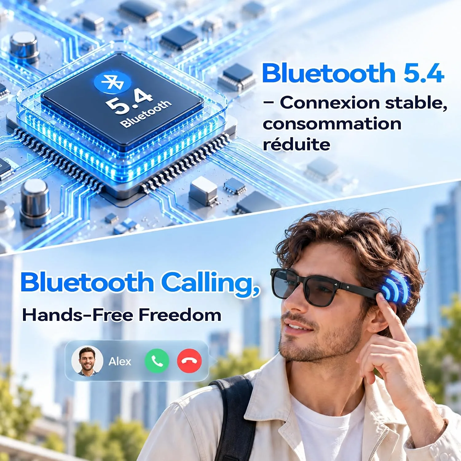 Blackview BV300 AI Smart Glasses with HD Camera, Real-Time Translation