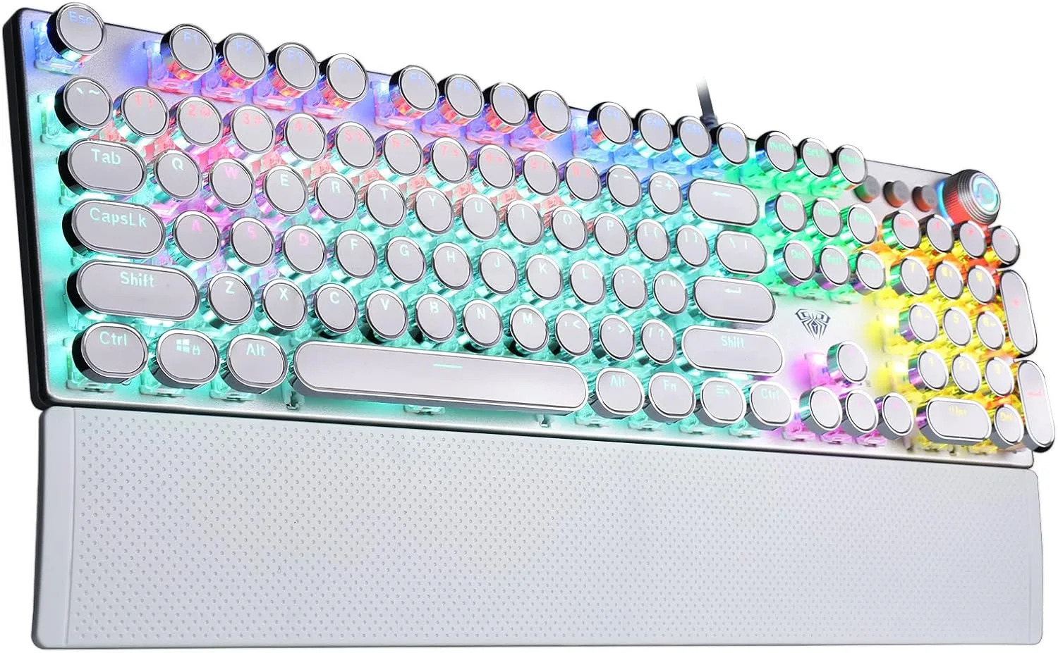 Teclado Gamer Mecánico Aula F2088 Retro Estilo Máquina de Escribir 104 Teclas