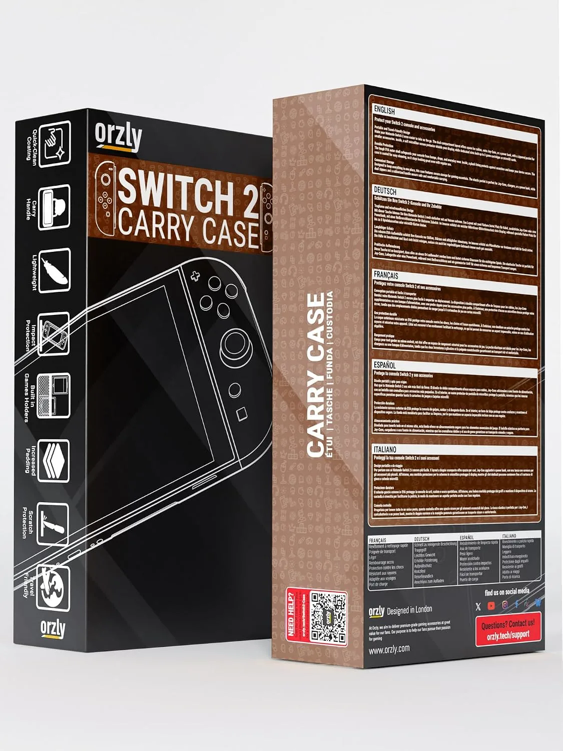 Orzly Case Compatible with Nintendo Switch 2 – Protective Travel Carry Case with Screen Padding, Game Card & microSD Slots, Zipped & Open Pockets for Accessories – 7.9" Gift Boxed