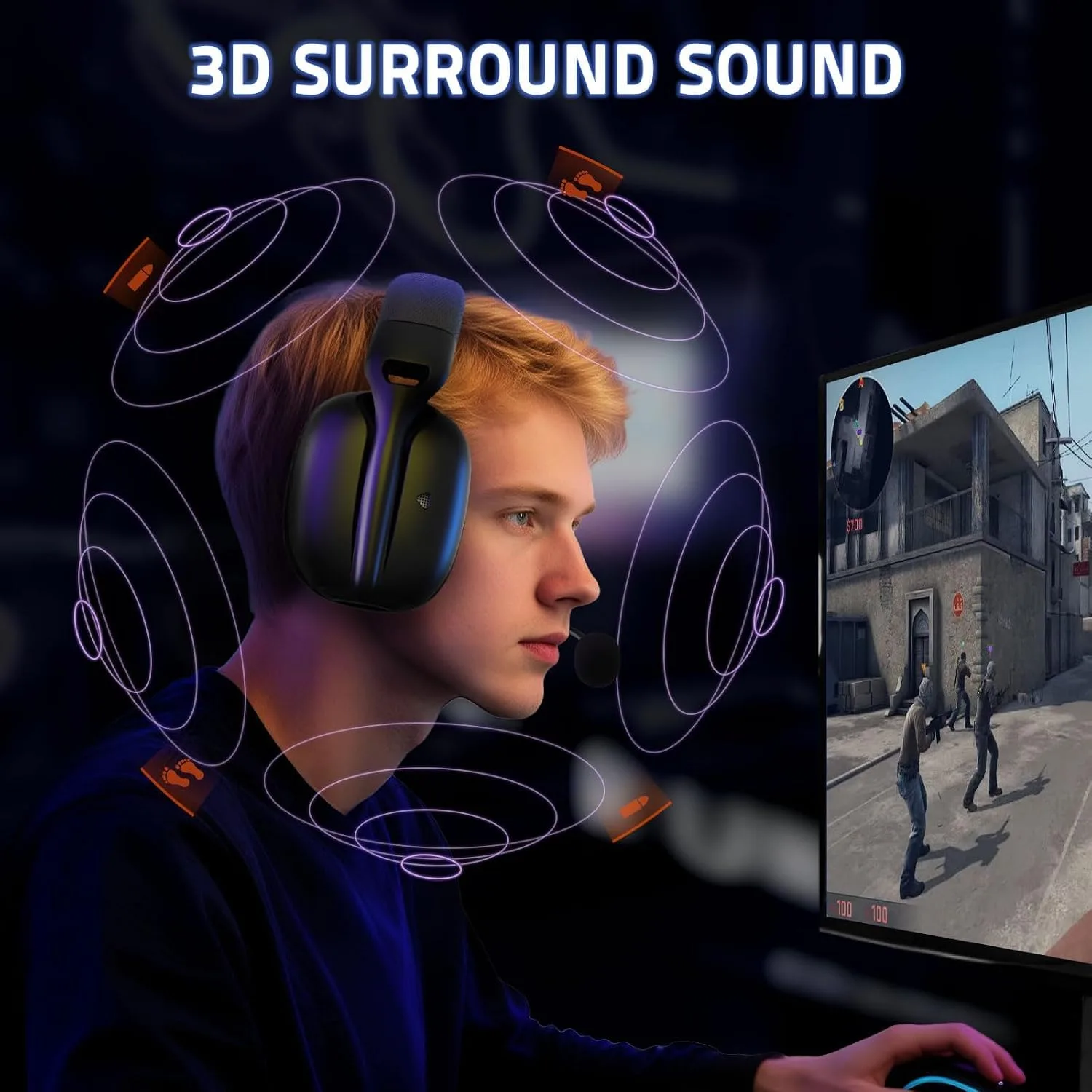 MAMBASNAKE × Attack Shark L80PRO Wireless Gaming Headset,Lightweight Over-Ear Headphones with Dual Mic, 2.4G/BT/Wired,Surround Sound,Low Latency,Noise Cancelling for PC,PS5,Laptop,Smartphone – Black