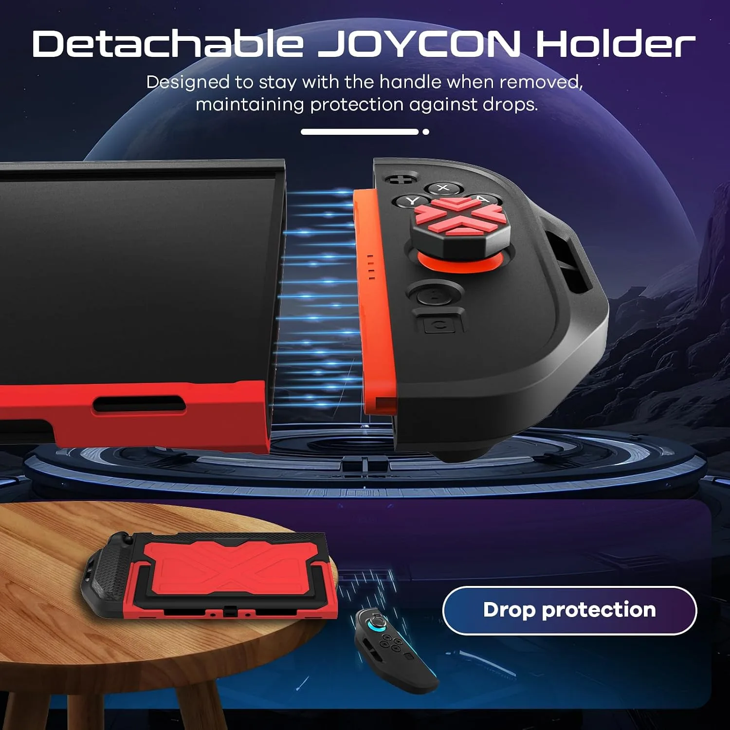 Toladoshop Dockable for Switch 2 Grip Case (2025) Accessories, Armor Slim Military-Grade Protection for Detachable 3PCS Design Joncon Holder with Screen Protectors and Joystick caps, Red