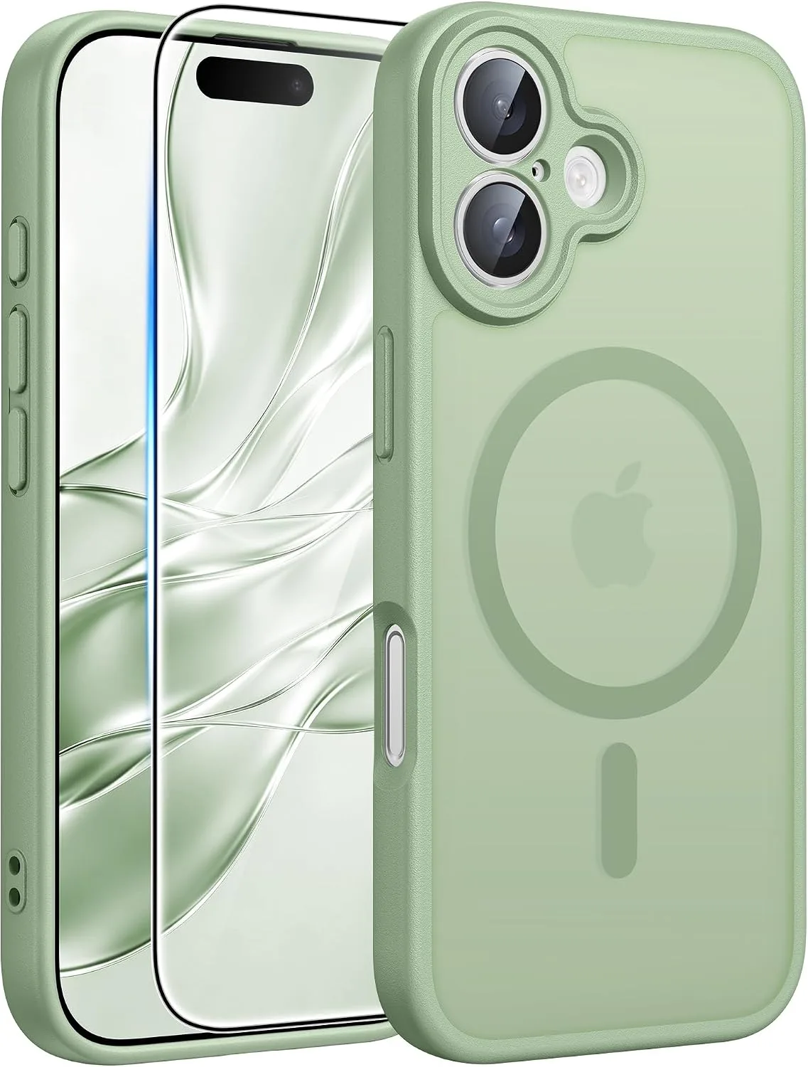 FNTCASE for iPhone 16 Plus Case Fit for MagSafe Light Green