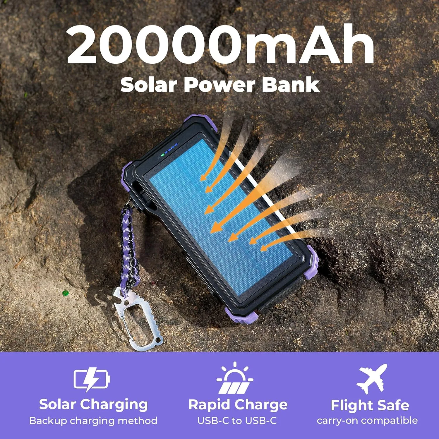 BLAVOR Solar Power Bank 20000mAh, Wireless Charger for Phones & Apple Watch