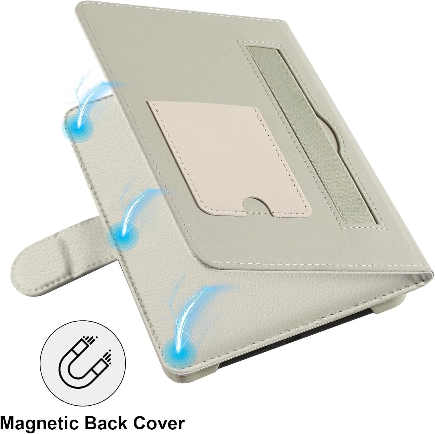 HoYiXi Universal Case for 6-inch Kindle eReader Compatible with Kobo/Voyaga/Pocketbook/Tolino E-Book Reader,6'' eReader Protective Cover with Built-in Card Slot,Rice White