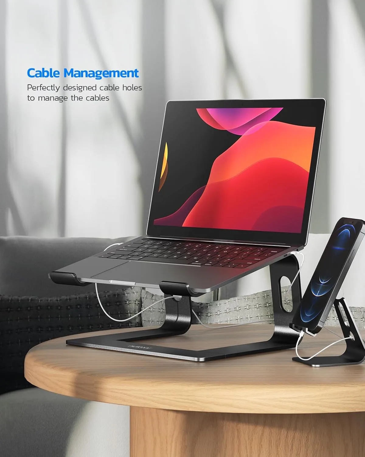 Nulaxy Full Aluminum Laptop Stand, Stable Support to 22 lbs, Black