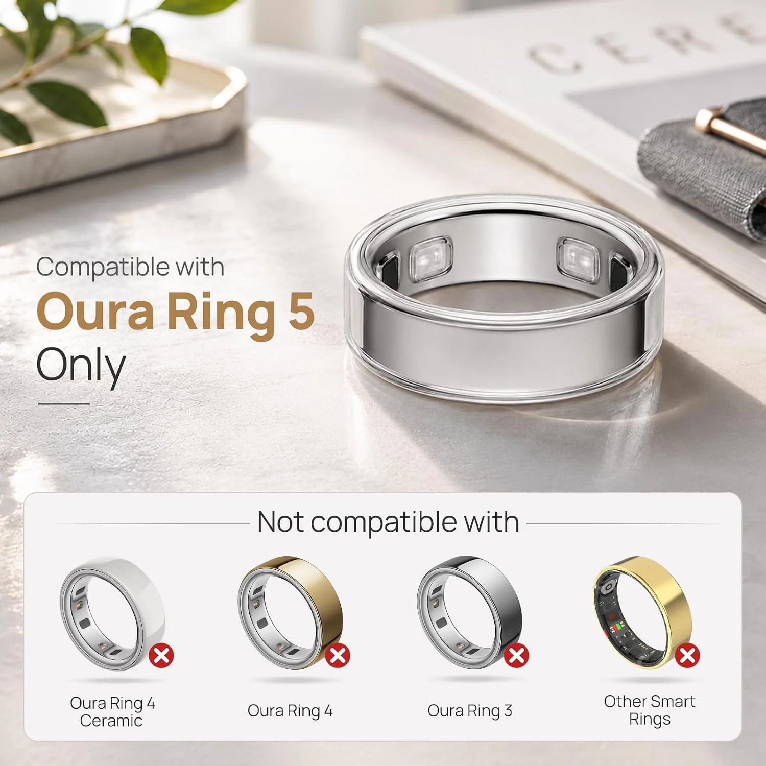 3 Pack Clear Ring Cover Compatible with Oura Ring 5