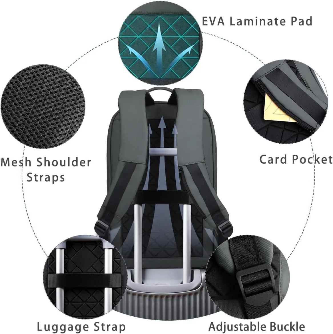 hk Backpack for Men, Business Slim Computer Bag for 17.3 Inch Laptop