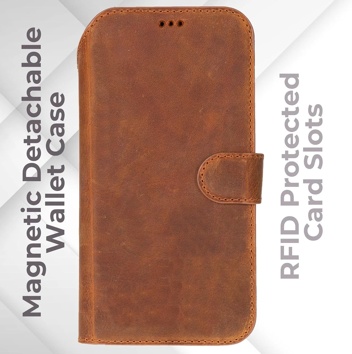 VENOULT Wallet Case for iPhone, Full Grain Genuine Turkish Leather, Magnetic Detachable, RFID 4 Card Slots, Business Style, Compatible with MagSafe (Almond, iPhone 16 Pro MAX)