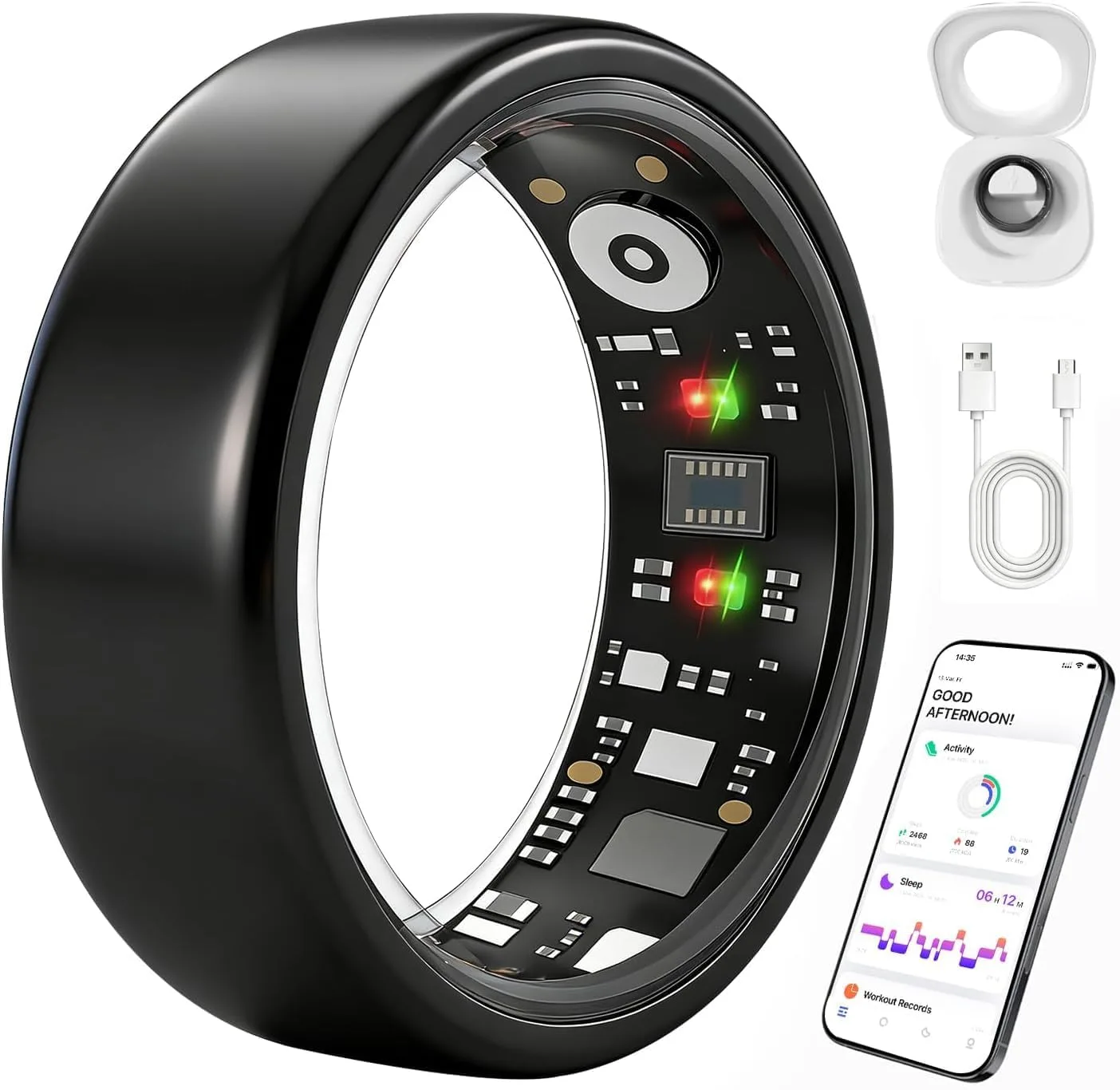 Smart Ring Health Tracker for Women Men, Fitness Ring Gen3 Black,10