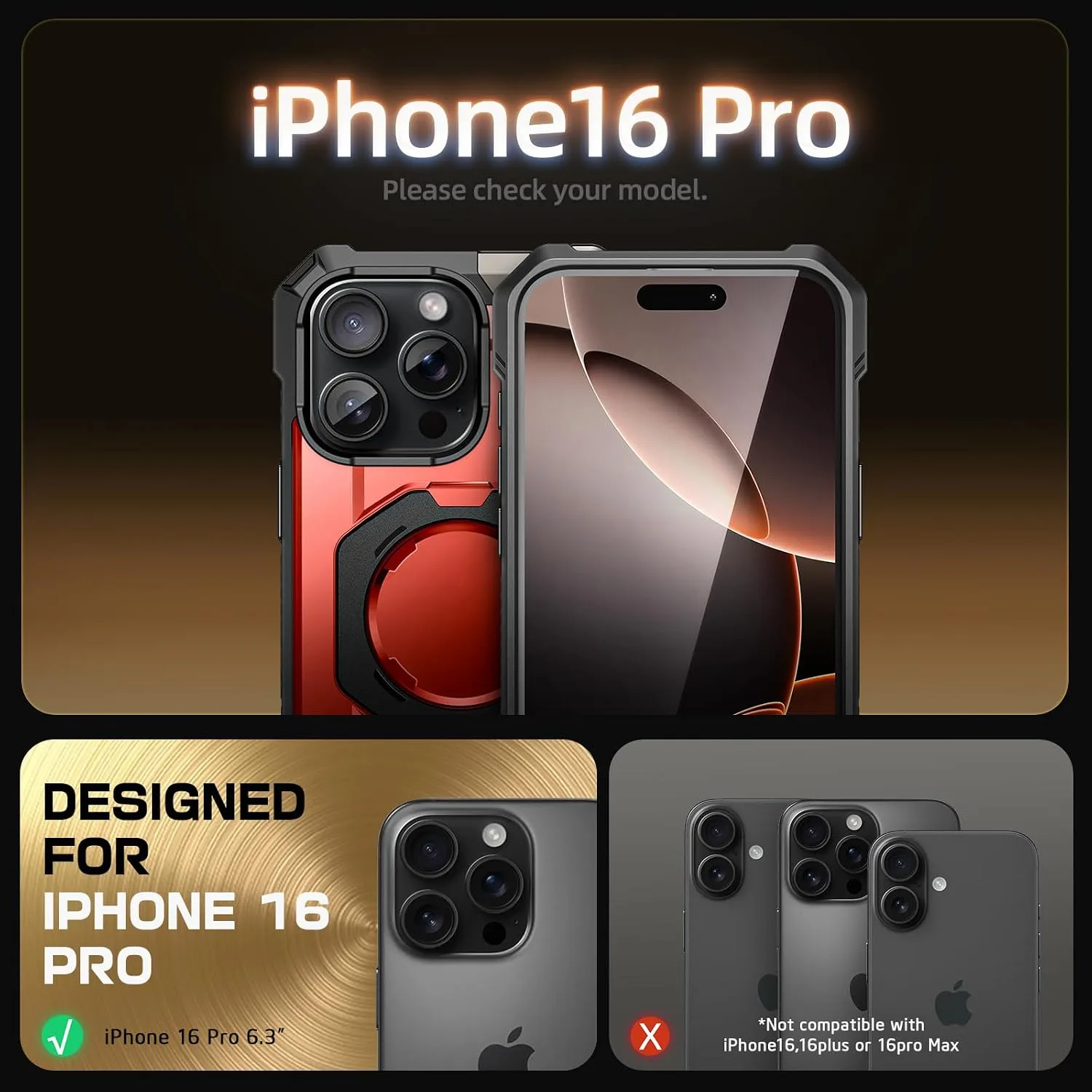 SUPCASE for iPhone 16 Pro Case with Camera Control Capture Button, Red