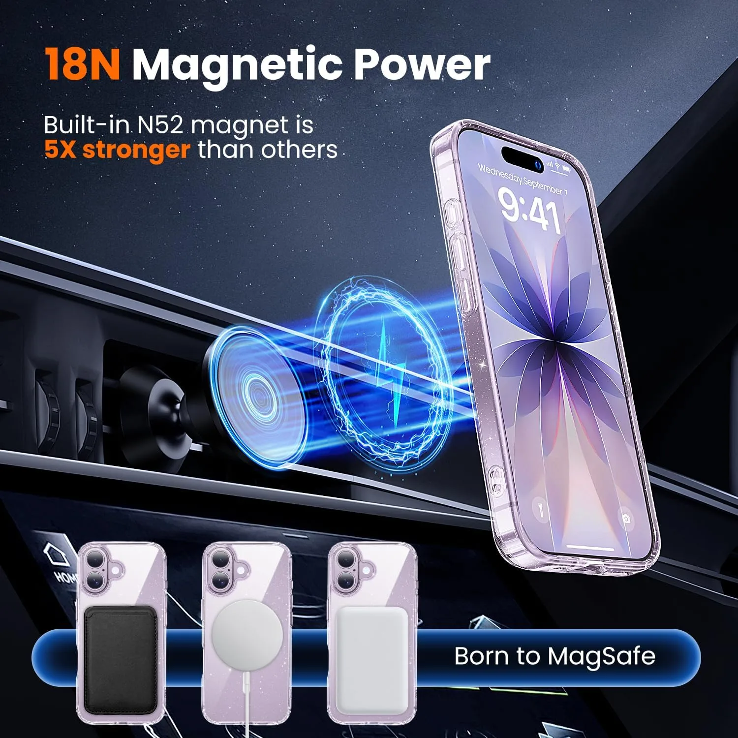 toushion 3 in 1 for iPhone 17 Case Clear Glitter