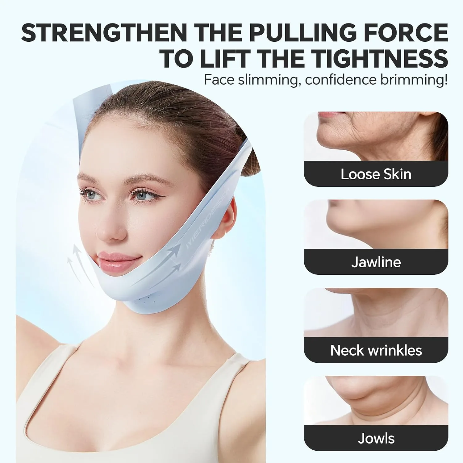 V-Lift Pro V-Line Lifting Face Mask - Anti-Wrinkle & Face Contouring Wearable Band, Double Chin Reducer for Sculpted Jawline, Seamless Design with Breathable Fabric (Blue)