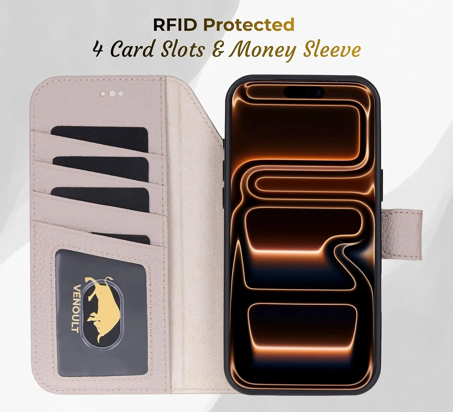 VENOULT Leather Wallet Case for iPhone 18 Pro MAX, Compatible with MagSafe