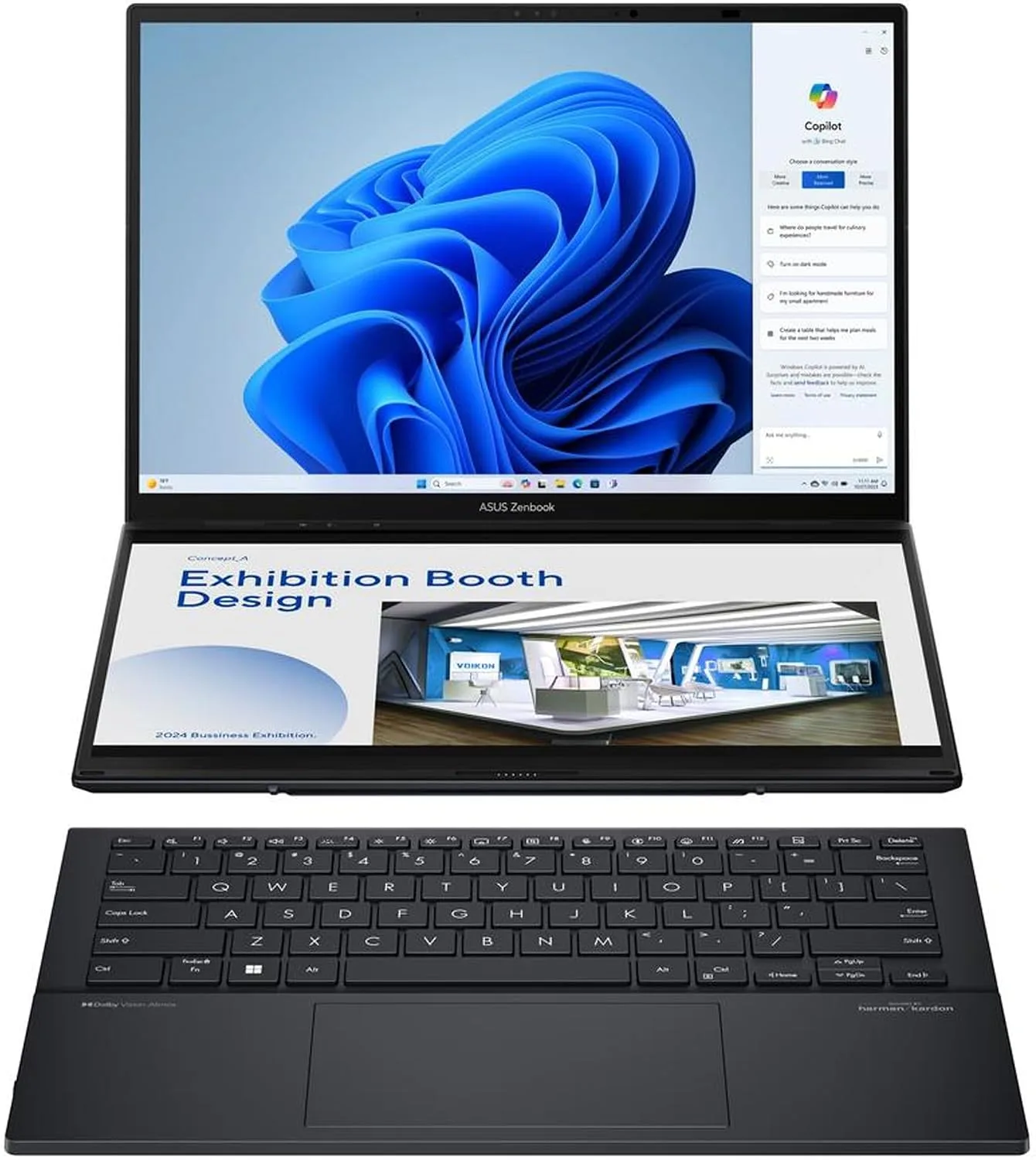 ASUS Zenbook Duo Dual 14" OLED 3K 120Hz Touchscreen Laptop Intel Core Ultra 7 255H 32GB RAM 1TB SSD Inkwell Gray