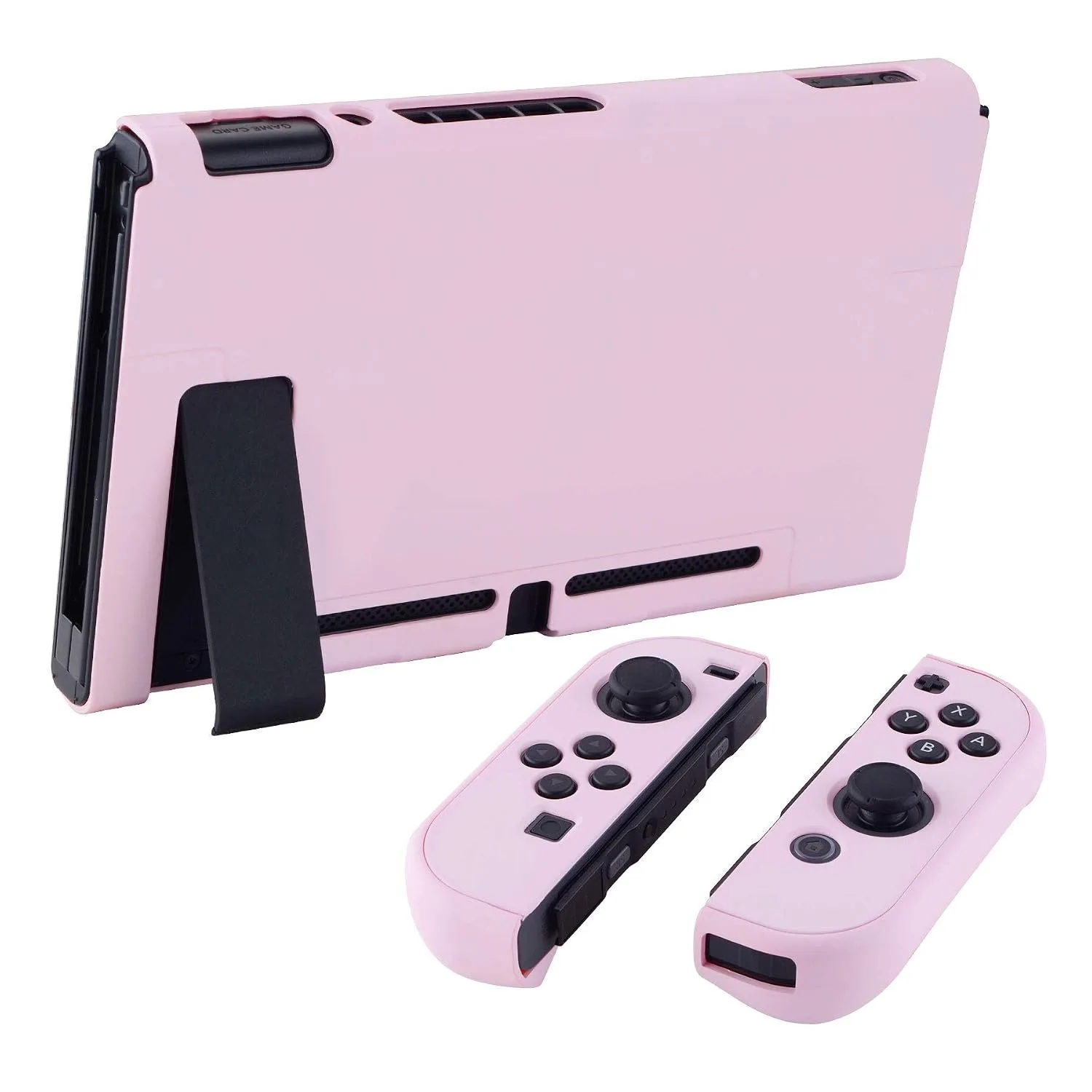 eXtremeRate PlayVital Back Cover for Nintendo Switch Console, NS Joycon Handheld Separable Protector Hard Shell, Dockable Protective Case for Nintendo Switch - Peach Blossom Pink (NOT for Switch 2)