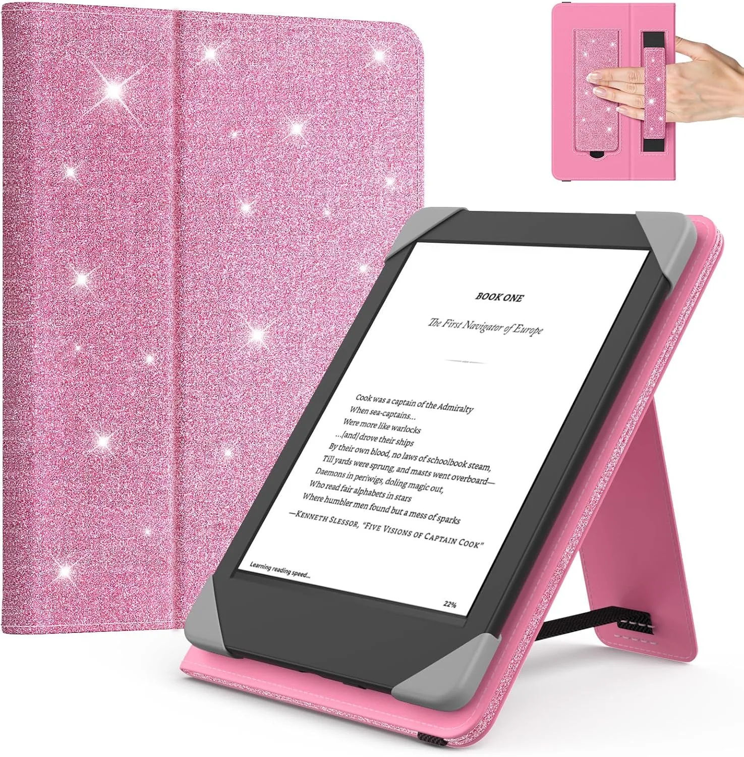 Moko Universal Case for 6 inch eReaders&Tablets, Shiny Pink