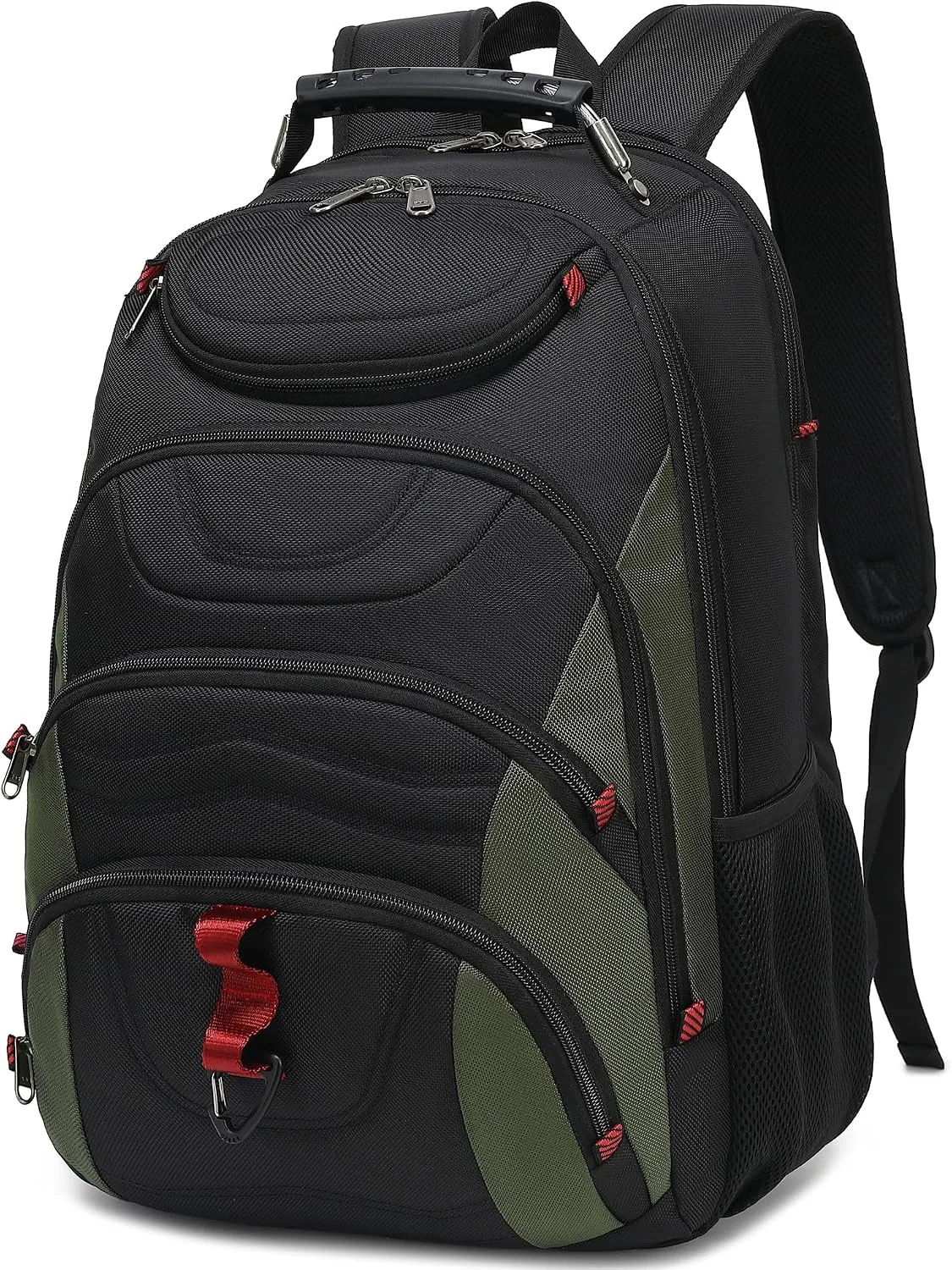 Mochila para laptop Boavan 17.3 pulgadas con puerto USB impermeable negro y verde militar