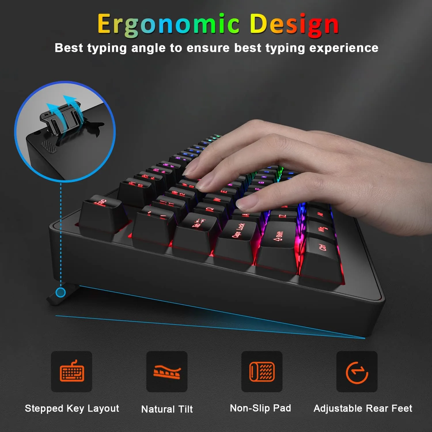 BlueFinger Wireless Keyboard and Mouse Combo, Long Lasting Rechargeable Battery 87 Keys RGB Rainbow Backlit Gaming Keyboard & Ergonomic Light Up Gaming Mouse for Mac Laptop Computer PC Gamer