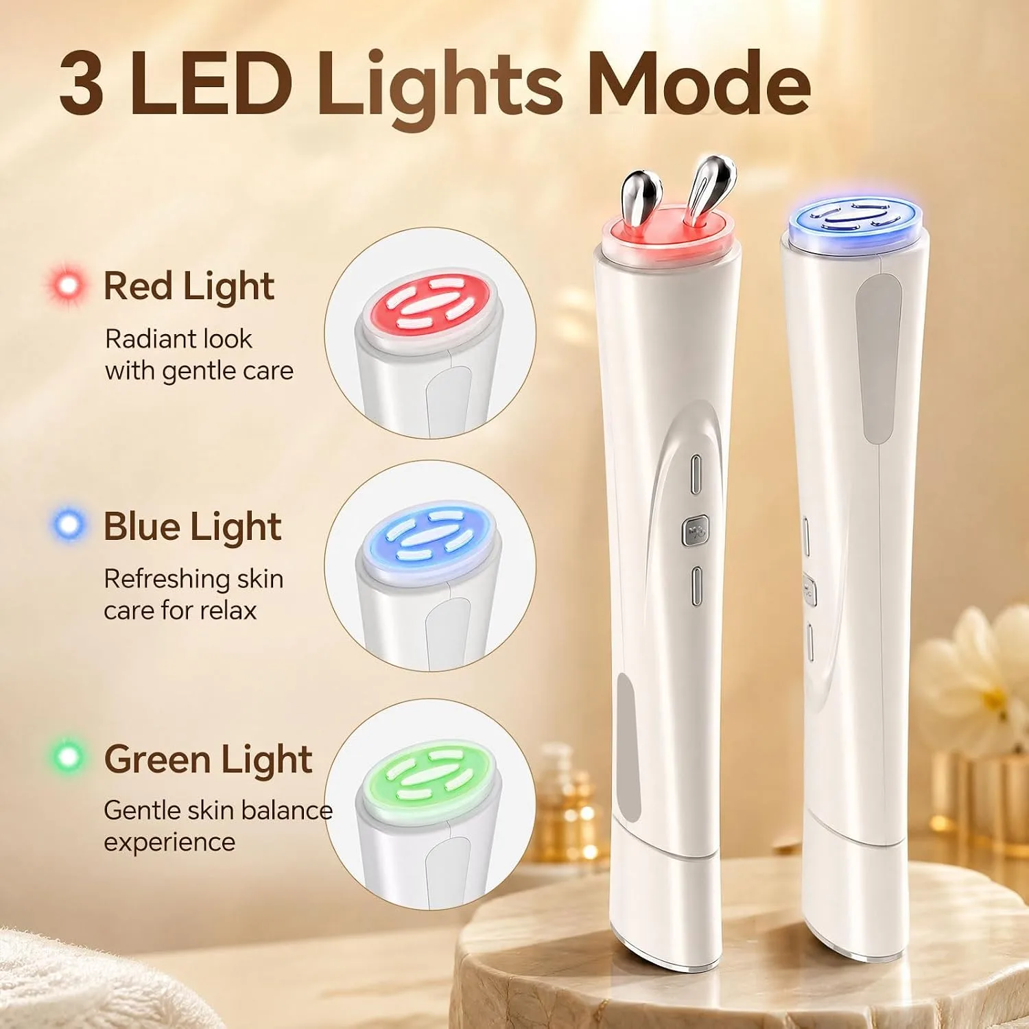 2-in-1 Facial Massager with Dual Massage Heads, Rechargeable Face Massage Tool for Daily Skincare Routine, Portable Face & Eye Massage Device