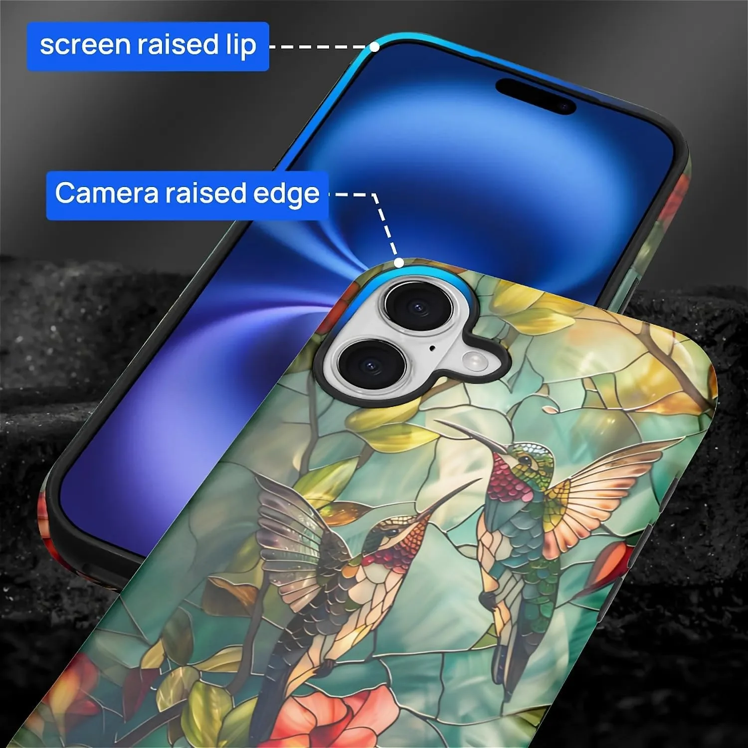 DAIZAG Case for iPhone 17,Mixed 2 Layer Design Shockproof Soft TPU Ddouble Protection Phone Case for iPhone 17-Gorgeous Hummingbird