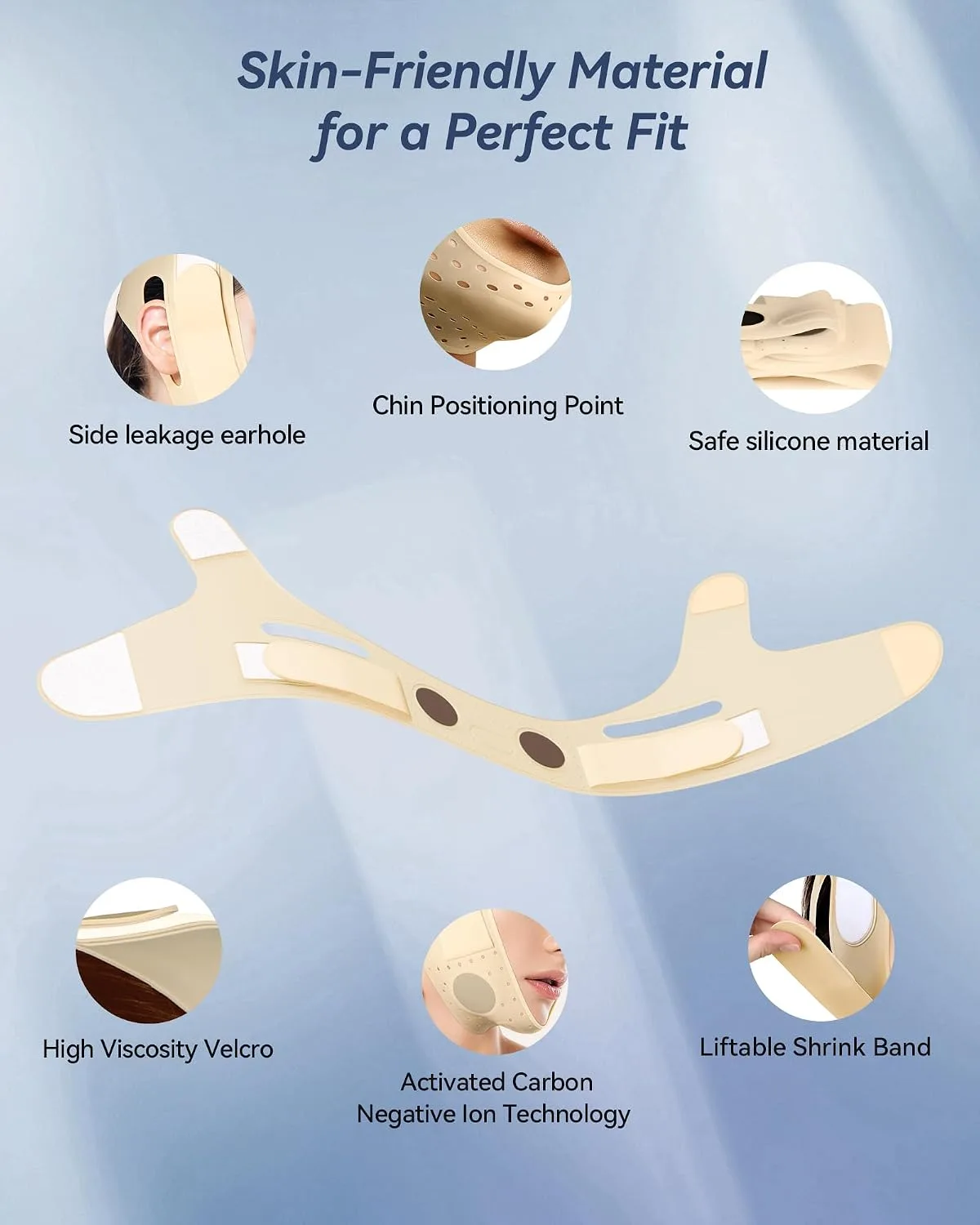 Reusable V Line Silicone Face Strap, Soft Silicone Chin Strap for Women