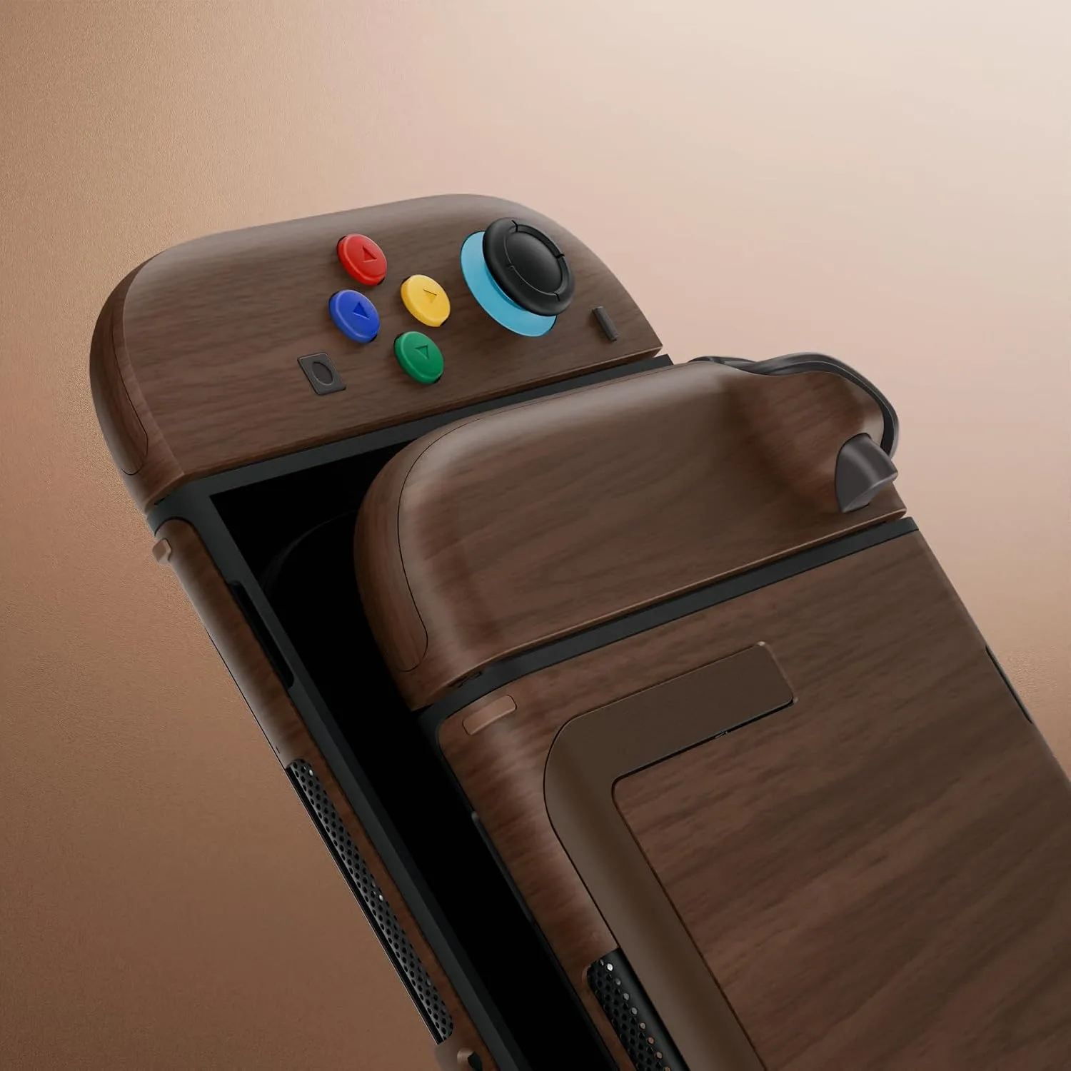 eXtremeRate DIY Replacement Shell Buttons for Nintendo Switch 2, Custom Full Set Rear Back Plate Controller Housing with Buttons for Switch 2 Handheld Console & Joycon 2 - Deluxe Version - Wood Grain