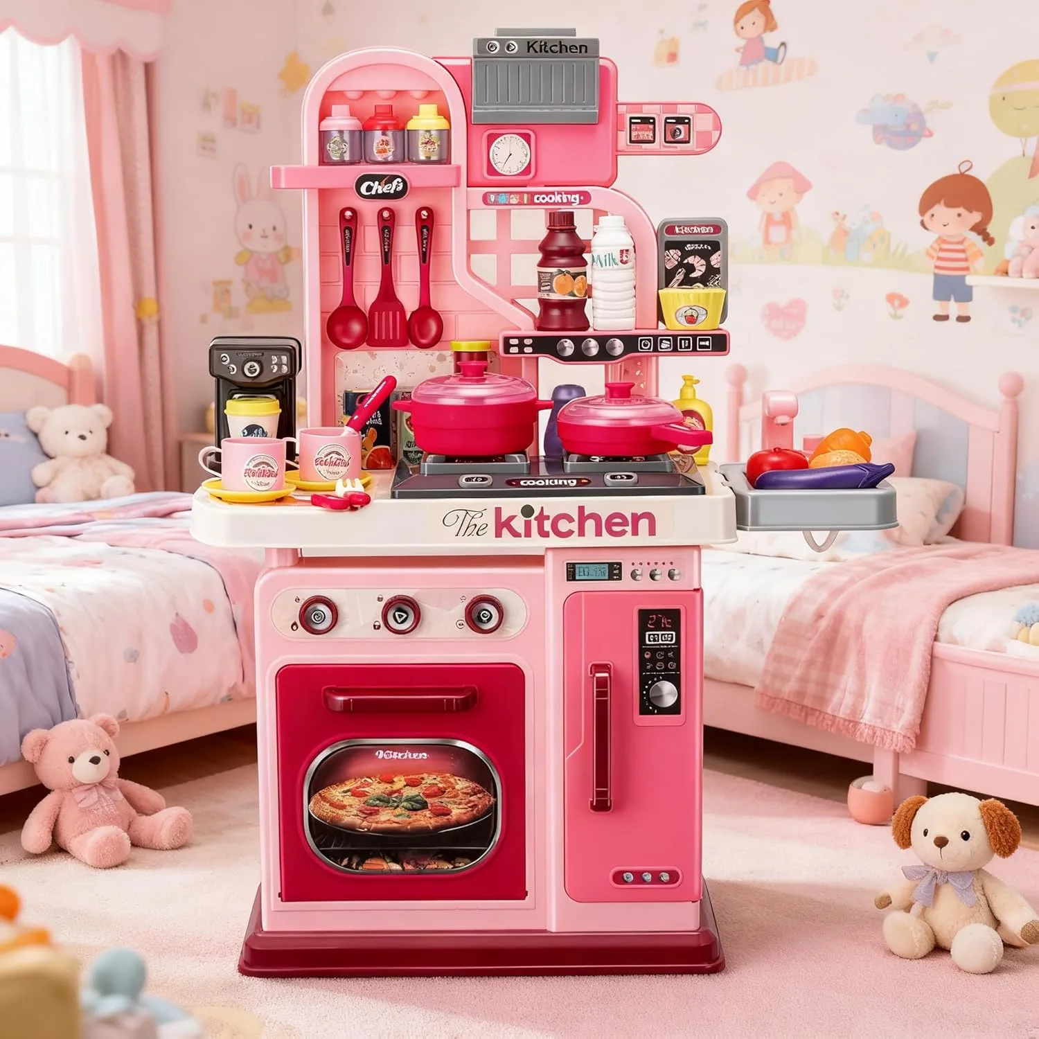 Kids Kitchen Playset,Cooking Stove,Play Sink,Oven,Lights & Sounds,Ages 3+